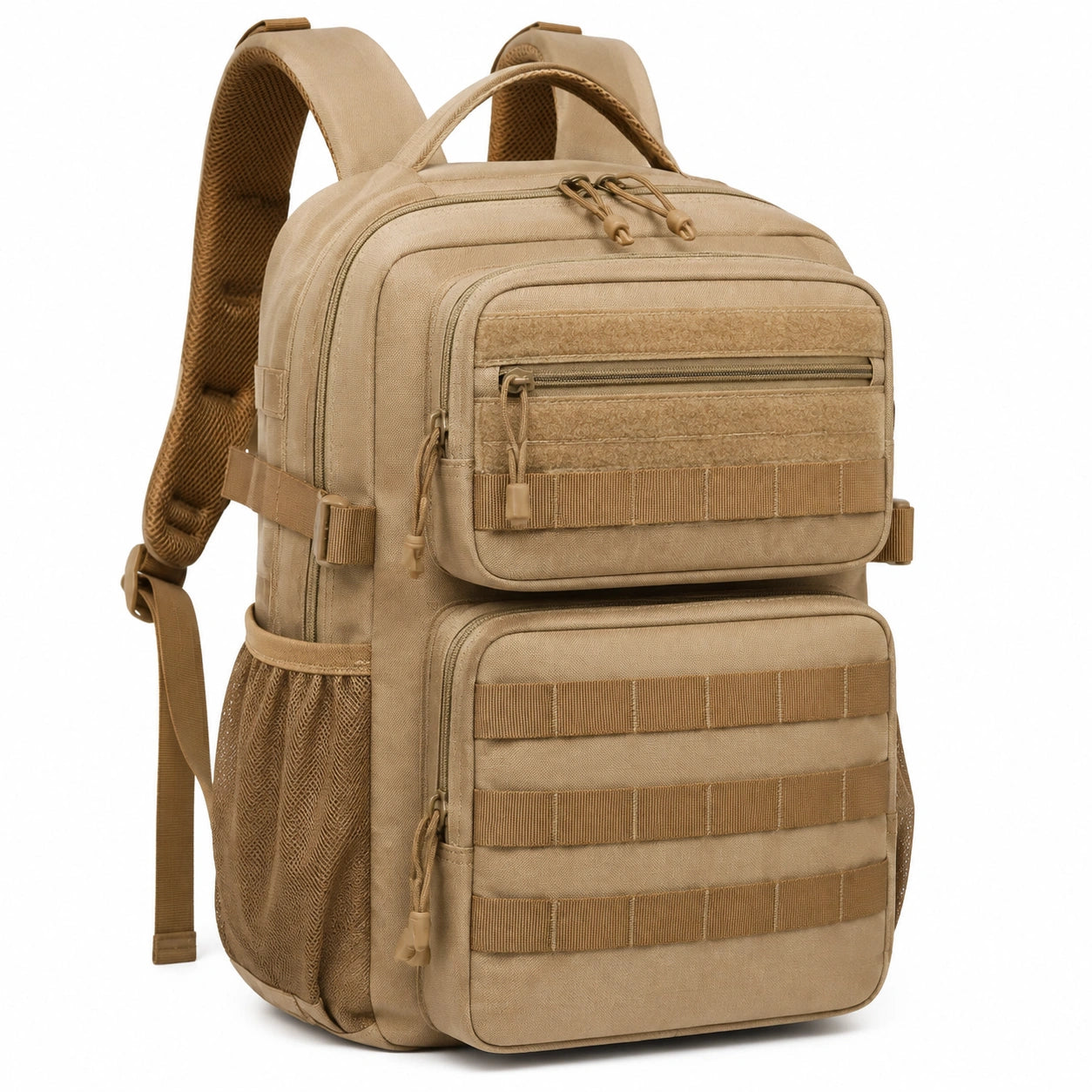 Mochila táctica 45 x 30 x 20 cm de poliéster beige con bolsillos múltiples