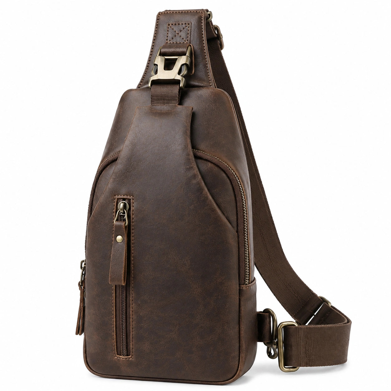 Bolso bandolera 17 x 8 x 32 cm de piel sintética marrón con correa ajustable