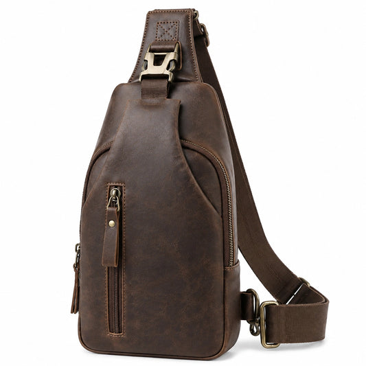 Bolso bandolera 17 x 8 x 32 cm de piel sintética marrón con correa ajustable