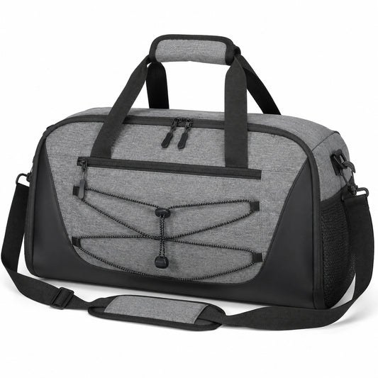 Bolsa de viaje 45 cm de tejido sintético gris y negro con correa ajustable estilo deportivo