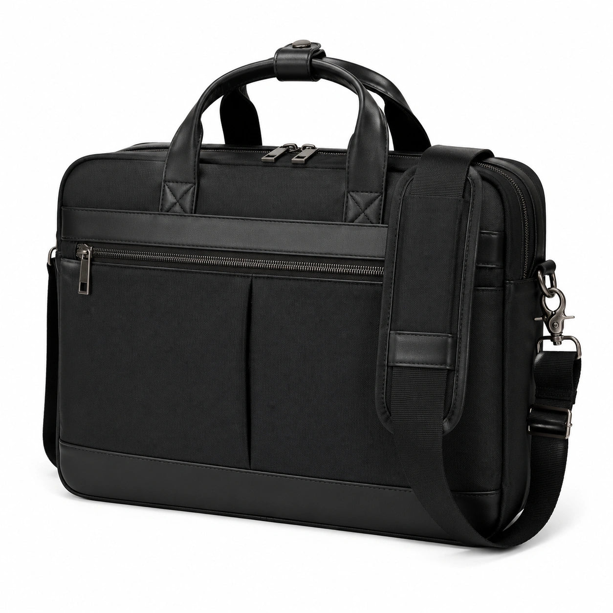 Maletín para portátil 40 cm de tejido negro con correa ajustable estilo ejecutivo
