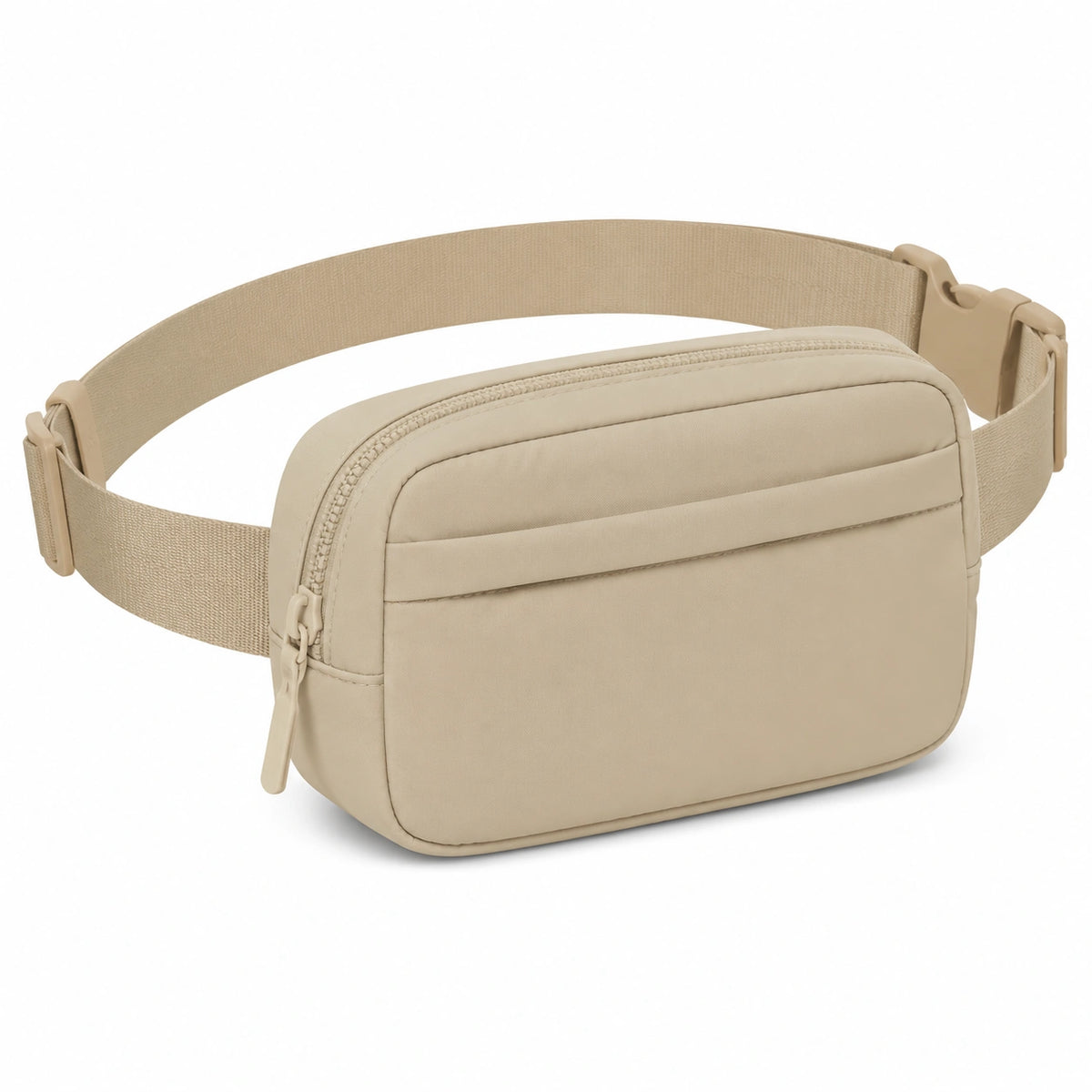 Riñonera 20 cm de tejido sintético beige con correa ajustable para uso diario